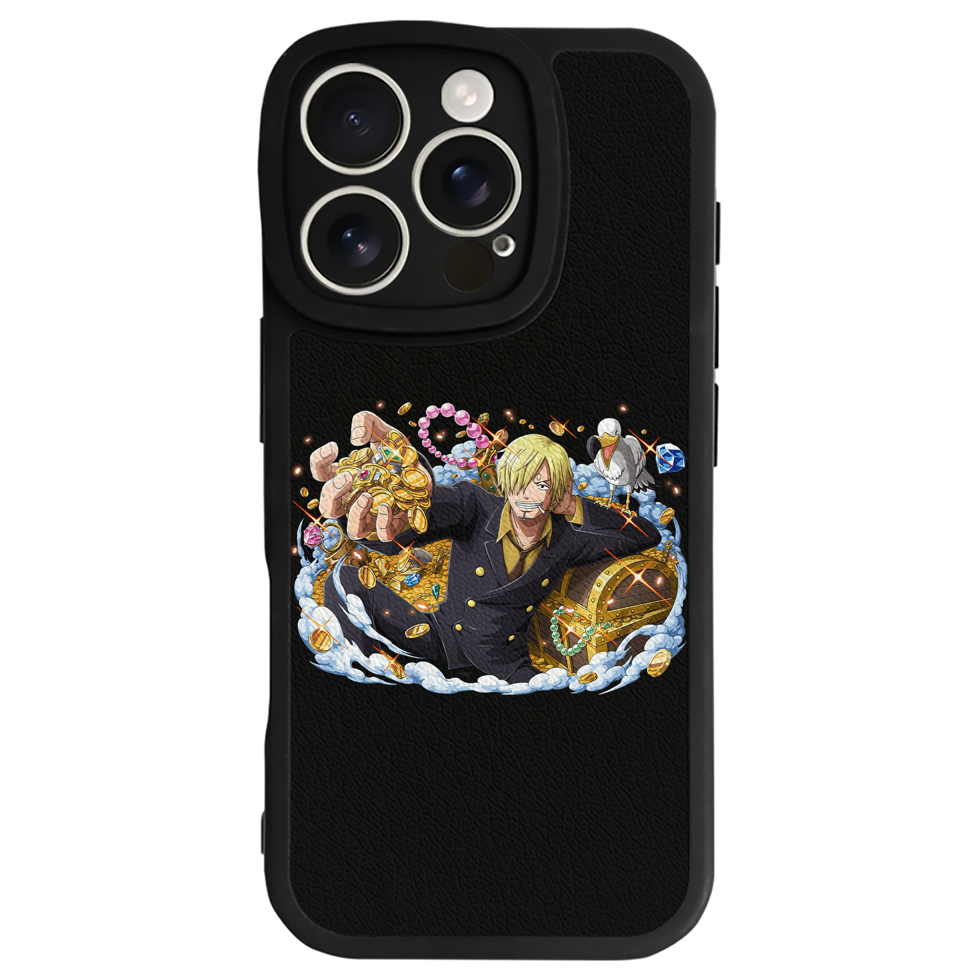 （画像用） ワンピース サンジ ONE PIECE Sanji 【iPhone 16シリーズ対応】シリコンスマホケース（レザー調） 材質：シリコン